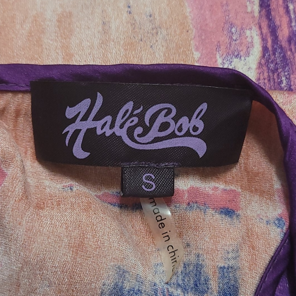 Hale Bob Purple Silk Velvet Floral Colorful Blouse - Picture 5 of 12